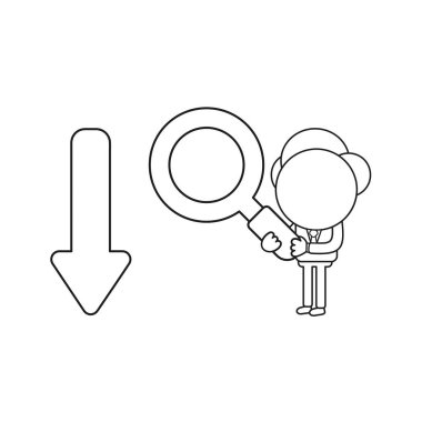 Vektör işadamı karakteri büyüteç ve lookin tutan