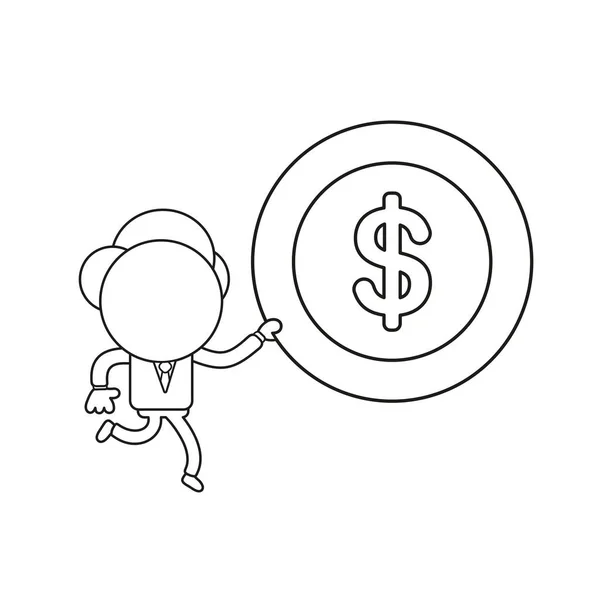 Caractère d'homme d'affaires vectoriel exécutant et portant de l'argent c — Image vectorielle