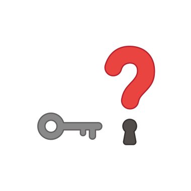 Düz tasarım stil vektör kavramı soru işareti ile anahtar ve k