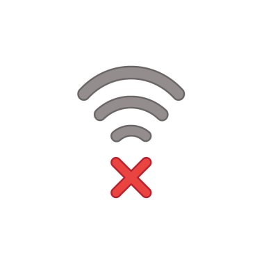 Düz tasarım stil vektör kavramı wifi sembol simge x işareti