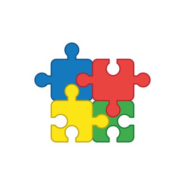 IC düz tasarım stil vektör kavramı dört parçalı bulmaca adet