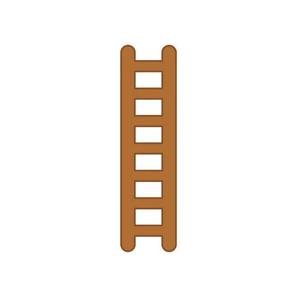Плоский дизайн вектор стиля деревянной лестницы иконка на белом. Цветные — стоковый вектор
