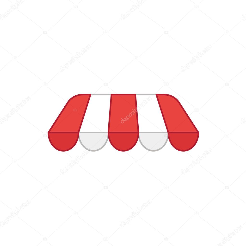 Flat design style vector of awning icon on white. Colored outlin