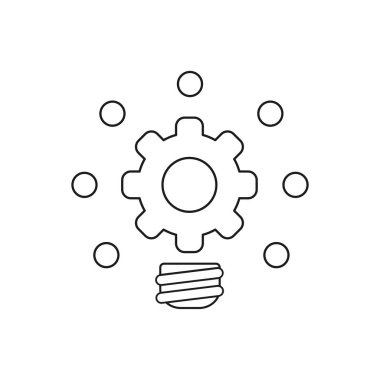 Dişli ampul parlayan Vektör simgesi kavramı. Siyah anahat.