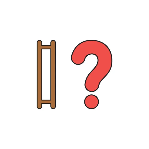 Vektor-Icon-Konzept der Holzleiter ohne Stufen und Frage — Stockvektor