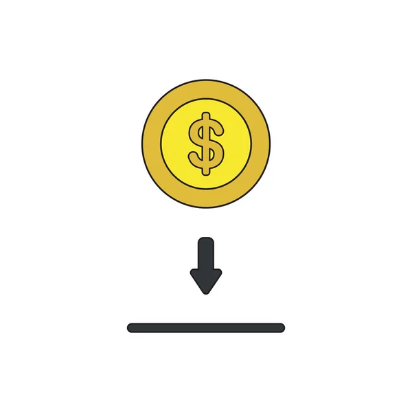 Conceito de ícone vetorial de colocar e economizar moeda de dólar em dinheiro —  Vetores de Stock