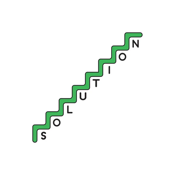 Icône vectorielle concept d'escalier avec mot de solution avec une lettre — Image vectorielle