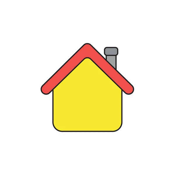 Conceito de ícone vetorial de casa com telhado. Esboços pretos e cor — Vetor de Stock
