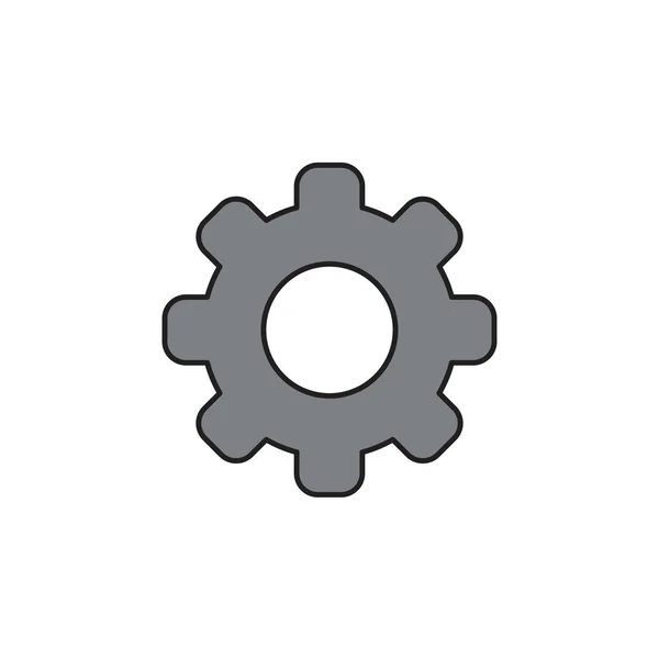 Vector icon of gear. Black outlines and colored. — Stock Vector