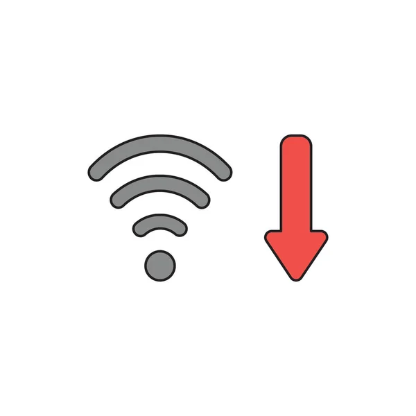 Vector icon concept of wifi wireless with arrow moving down symb — Stock Vector