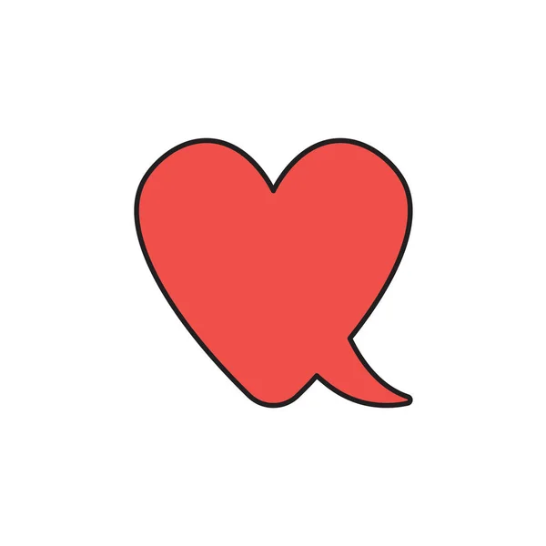 Vektor ikon begreppet hjärtformad pratbubbla. Svart kontur — Stock vektor