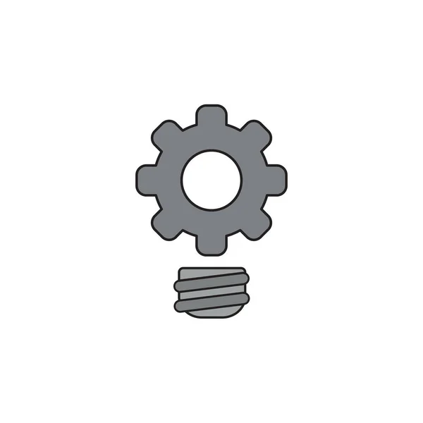Vektor-Icon-Konzept der Getriebeglühbirne. schwarze Umrisse und Farbe — Stockvektor