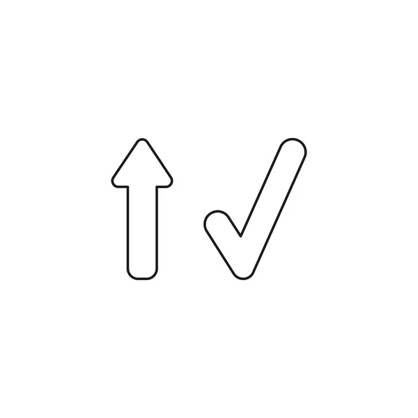 Vector pictogram concept van pijl omhoog wijzend en vinkje. Zwart o — Stockvector