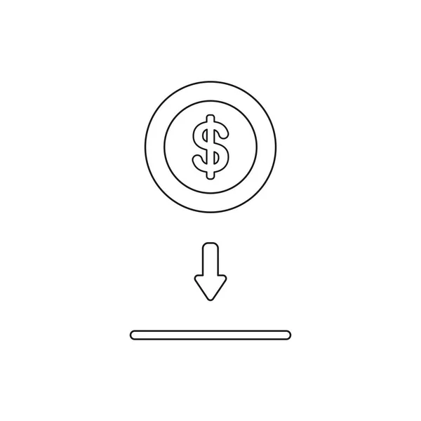Vektor-Icon-Konzept, Dollarmünzen in Geld zu stecken und zu retten — Stockvektor