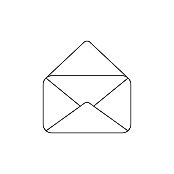 Icono vectorial del sobre de correo abierto. Esquema negro . — Archivo Imágenes Vectoriales