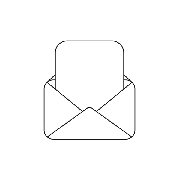 Icono de vector del sobre de correo abierto con papel en blanco. Negro outl — Archivo Imágenes Vectoriales