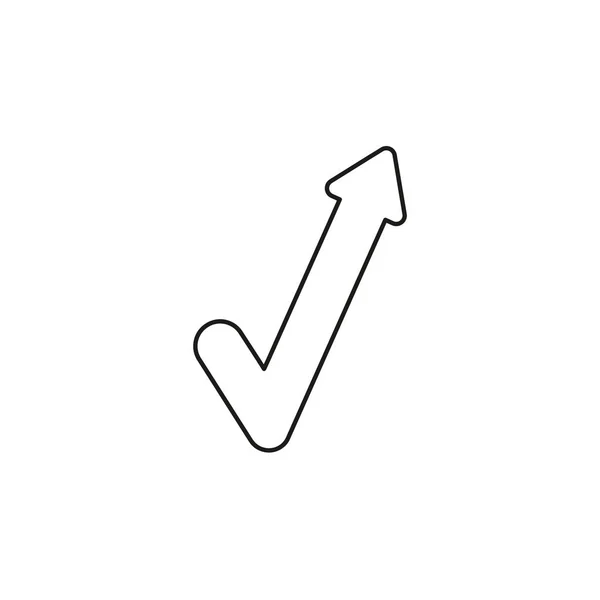 Concepto de icono vectorial de marca de verificación con flecha hacia arriba. Negro — Vector de stock