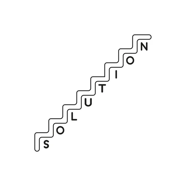 Concepto de icono vectorial de escaleras con palabra solución con una letra — Archivo Imágenes Vectoriales