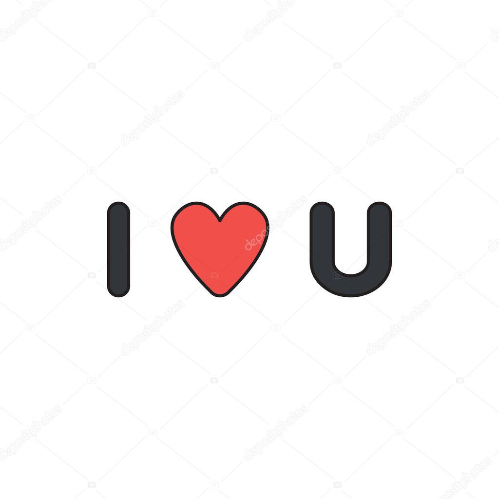 Vector icon concept of i love you abbreviation text with red hea