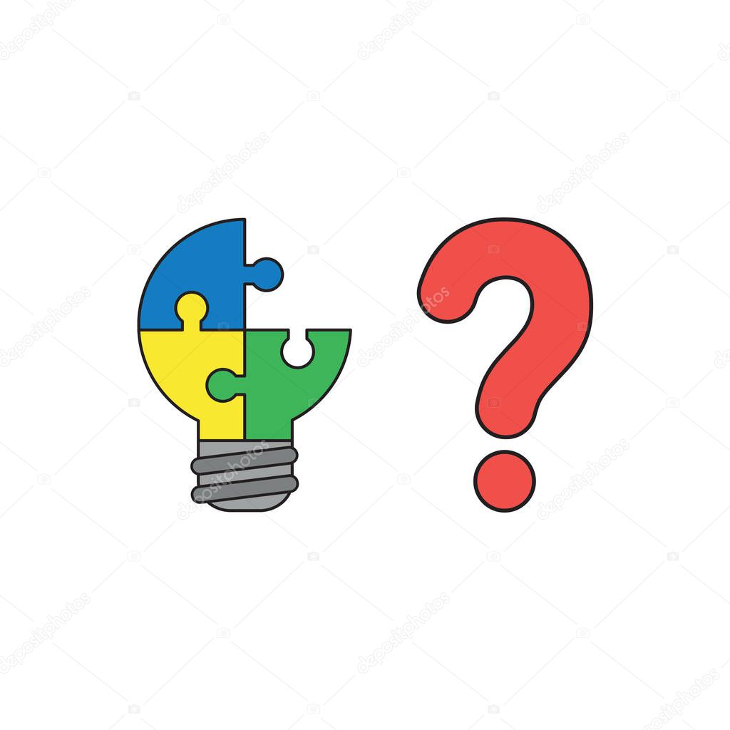 Vector icon concept of three pieces light bulb puzzle missing pi