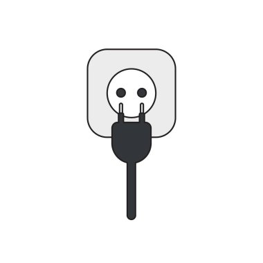 Kablo ve priz ile fiş vektör simgesi kavramı. Siyah anahat