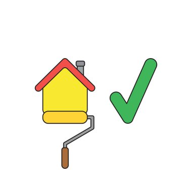 Vektör simgesi kavramı rulo boya fırça boyama evi ile ch