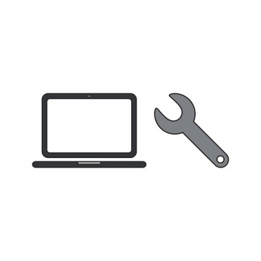 Anahtarile onarım dizüstü bilgisayar Vektör simgesi kavramı. Blac