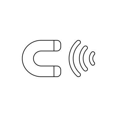 Mıknatıs çekme vektör simgesi. Siyah anahat.