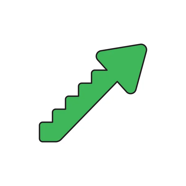 Conceito de ícone vetorial de escadas de seta se movendo para cima. Preto descreve um —  Vetores de Stock