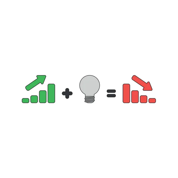 Concepto de icono vectorial de gráfico de barras de ventas subiendo más mala luz — Vector de stock