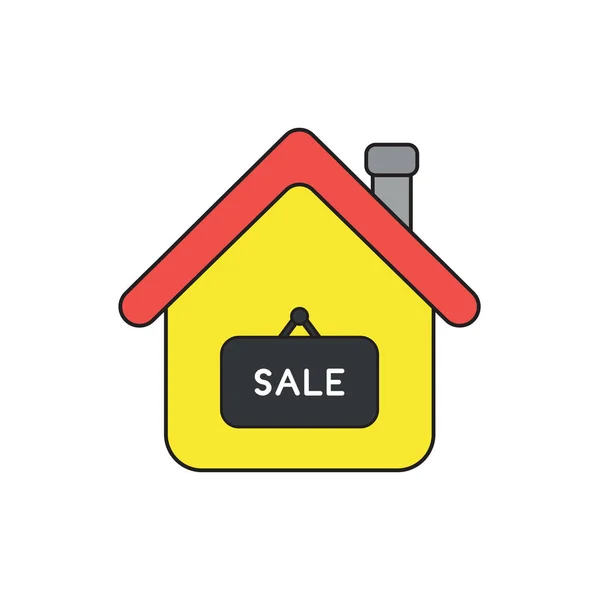 Vector icon concept of house with sale word written on hanging s — Stock Vector