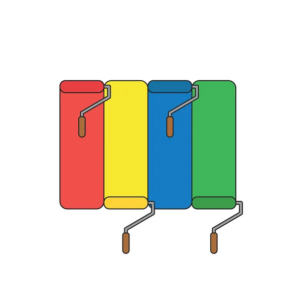 Vektor ikon konceptet röd, gul, blå och grön målarpenslar — Stock vektor