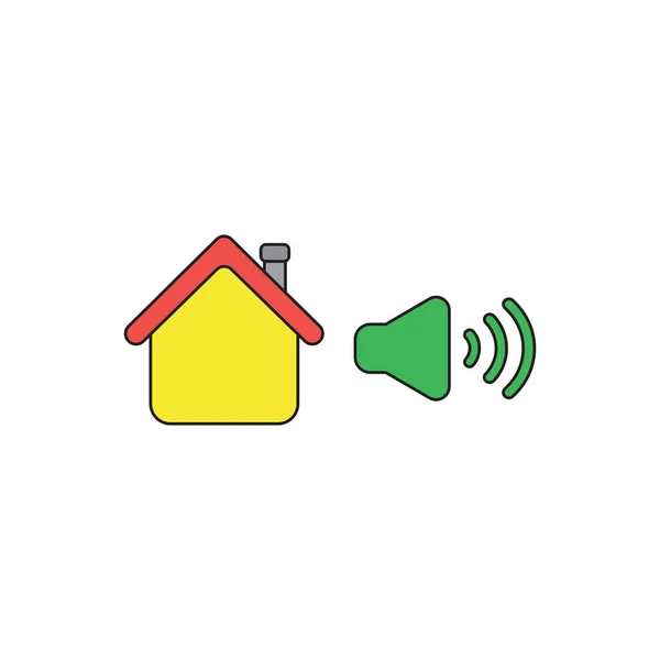 Διάνυσμα εικόνα ιδέα του σπιτιού με υψηλό ήχο ομιλητή, δυνατή φωνή — Διανυσματικό Αρχείο