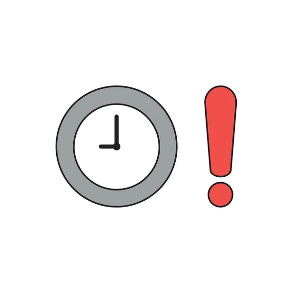 Icono vectorial concepto de reloj con signo de exclamación. Delineamiento negro — Vector de stock