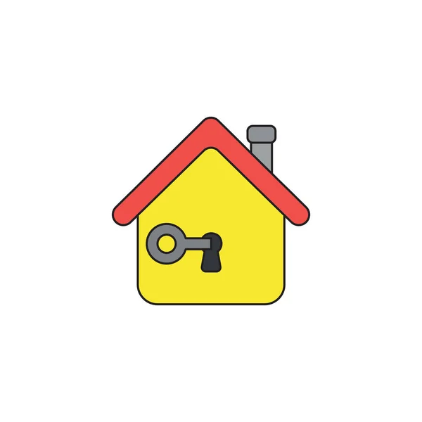 Διανυσματικό εικονίδιο της κλειδαριάς κλειδιού ή ξεκλειδώματος σπίτι κλειδαρότρυπα. Μαύρο o — Διανυσματικό Αρχείο