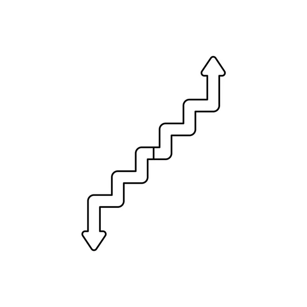 Concepto de icono vectorial de escaleras de flecha moviéndose hacia arriba y hacia abajo. Negro ou — Vector de stock