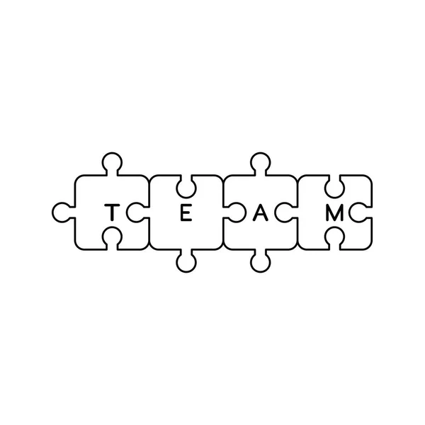 Concept d'icône vectorielle de quatre pièces de puzzle connecté et wor équipe — Image vectorielle