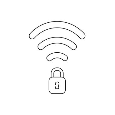Kapalı asma kilit ile kablosuz sembolü vektör simgesi kavramı. Blac