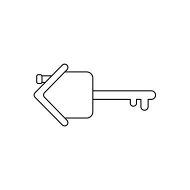 Anahtar ile ev Vektör simgesi kavramı. Siyah anahat.