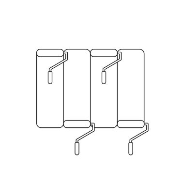 Kırmızı, sarı, mavi ve yeşil boya fırçalarının vektör simgesi kavramı