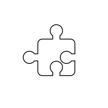 Yapboz parçasıvektör simgesi. Siyah anahat.