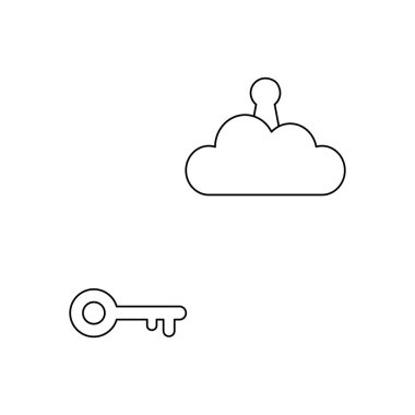 Anahtar vektör simgesi kavramı bulutüzerinde anahtar deliği ulaşmak. Siyah anahat