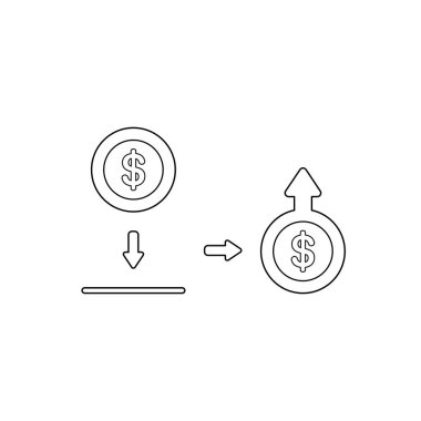 Moneybox içine dolar para para tasarrufu Vektör simgesi kavramı bir