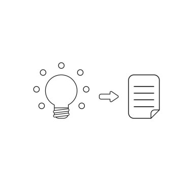 Parlayan ampul ve yazılı kağıt Vektör simgesi kavramı. Bla