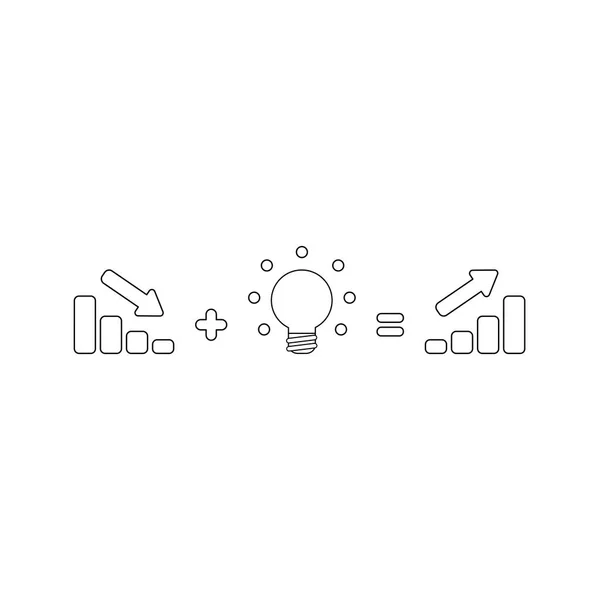 Vektor-Icon-Konzept des Verkaufsbalkendiagramms nach unten plus Glühen — Stockvektor