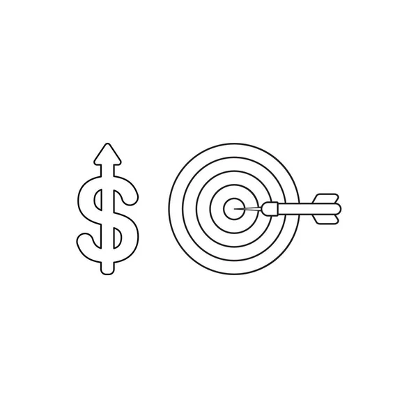 Conceito de ícone vetorial de símbolo de dólar com seta se movendo para cima e bu — Vetor de Stock