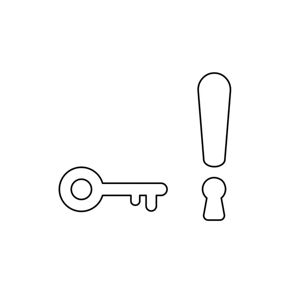 Conceito de ícone vetorial de ponto de exclamação com fechadura e chave. Bl —  Vetores de Stock