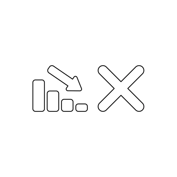 Vektor-Icon-Konzept der Verkaufsbalkendiagramm bewegt sich mit roten x ma — Stockvektor