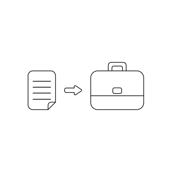 Vektor-Icon-Konzept von geschriebenem Papier in Aktentasche. schwarzer Outli — Stockvektor