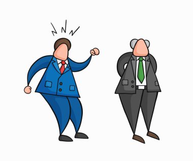 El çizilmiş vektör işadamı işçi patron kızgın